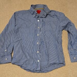 Izod Boys 10/12 Perfect Blue Pinstripe Long Sleeve Button Down Shirt